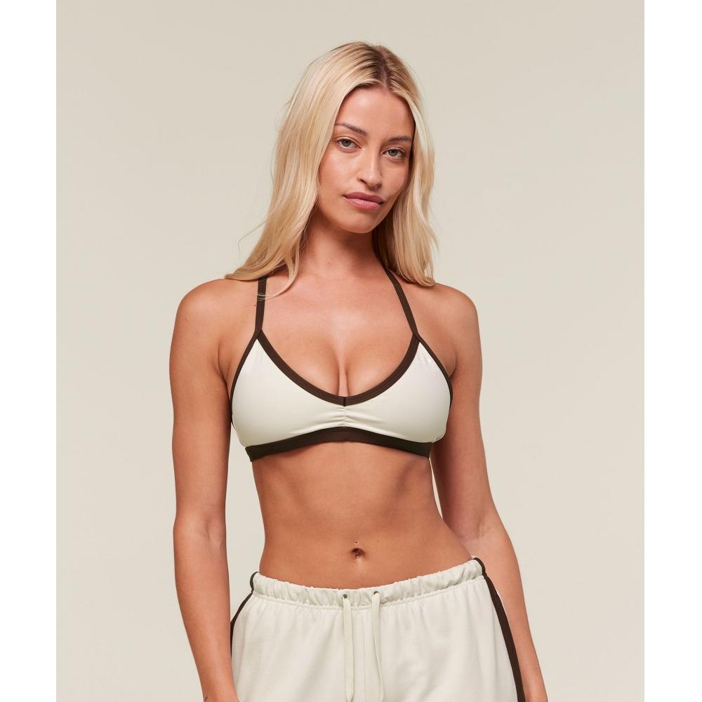 

Gymshark Minimal Sports Bra Oat White Archive Brown B3a2j Wdv2 S