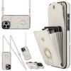 For iPhone 16 Pro Case Card Bag Leather+TPU Crossbody Phone Cover with Ring Kickstand