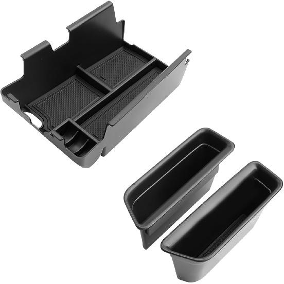 (3pcs) 2024 2025 Mustang Accessories Center Console Organizer/Door Side Storage Box for Ford Mustang, Durable ABS Plastic&Anti-Slip Rubber 2025