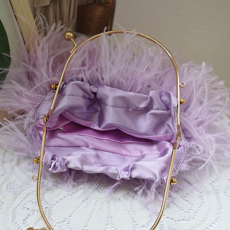 Ladies Wedding All-matching Ostrich Handbag Exquisite Evening Clutch Bag Women Banquet Purse Tote Bag