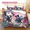 Pink Dalmatian Pattern Bedding Home Decoration Birthday Gift (1 * Duvet Cover + 2 * Pillowcase, Without Core)