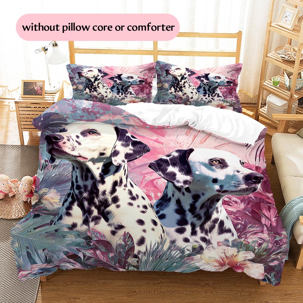 Pink Dalmatian Pattern Bedding Home Decoration Birthday Gift (1 * Duvet Cover + 2 * Pillowcase, Without Core)