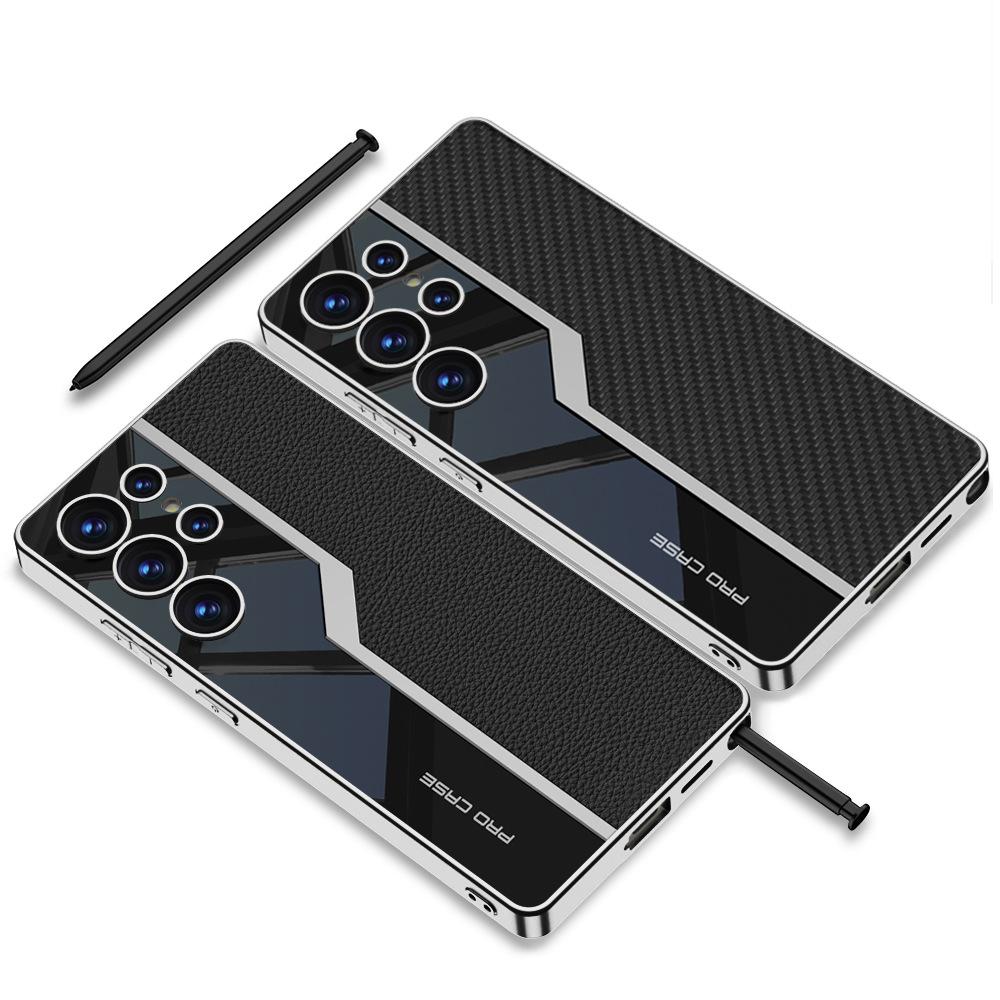 Suitable for Samsung S25ultra Mobile Phone Case S25 Mobile Phone Case S25plus Electroplated Plain Leather Supercar Mobile Phone Case