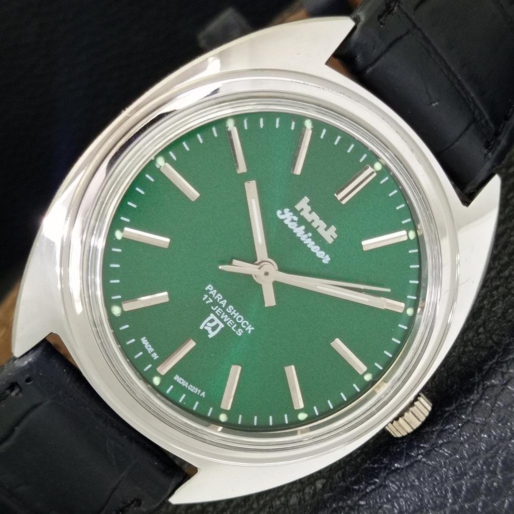 

ИНДИЙСКИЕ ВИНТАЖНЫЕ ЧАСЫ HMT KOHINOOR С РУЧНЫМ ЗАВОДОМ, МУЖСКИЕ, ЦИФЕРБЛАТ ЗЕЛЕНОГО ЦВЕТА a440917-4 HT-a440917