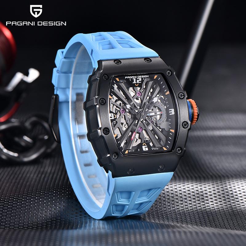 Pagani Design Hochwertige, wasserdichte, leuchtende Quarzuhr in Tonnenform für Herren