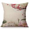Chinese Style Vintage Ink Painting Lotus Pattern Throw Pillow Cover Classical Luxury Cushion Cover Sofa Decoration Pillowcase