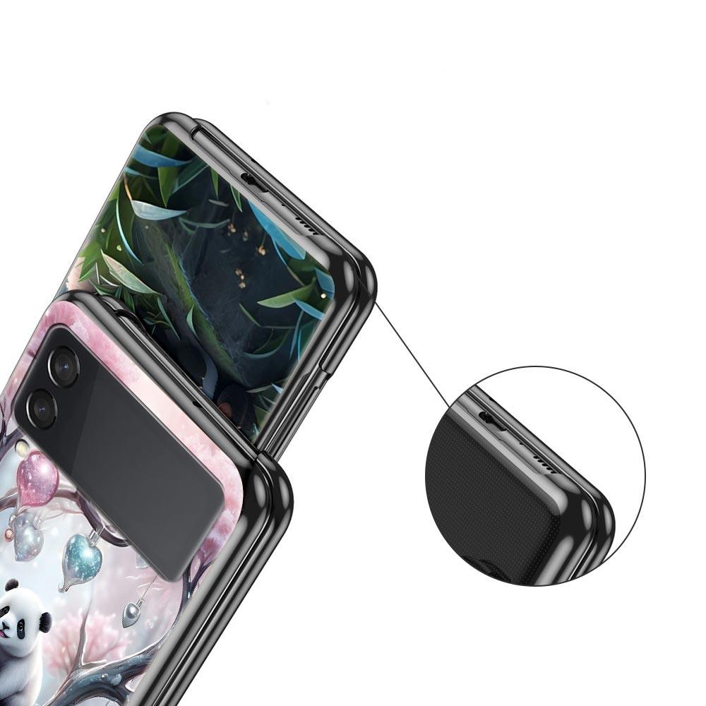 Baby Panda Hard PC Phone Case For Samsung Galaxy Z Flip 7 6 5 4 Black Cover For Galaxy Z Flip 3 Foldable Fundas Shell Capas Bags