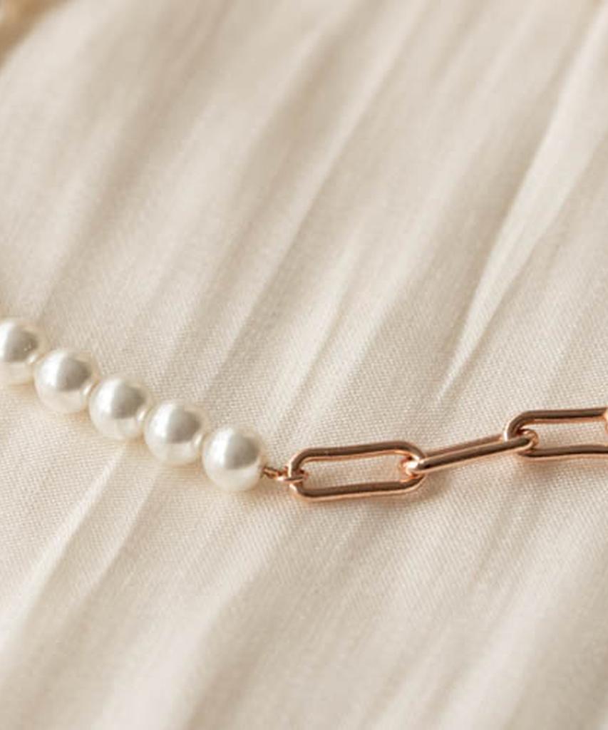 Alleun Silver 925 Chain Link Pearl Silver Bracelet