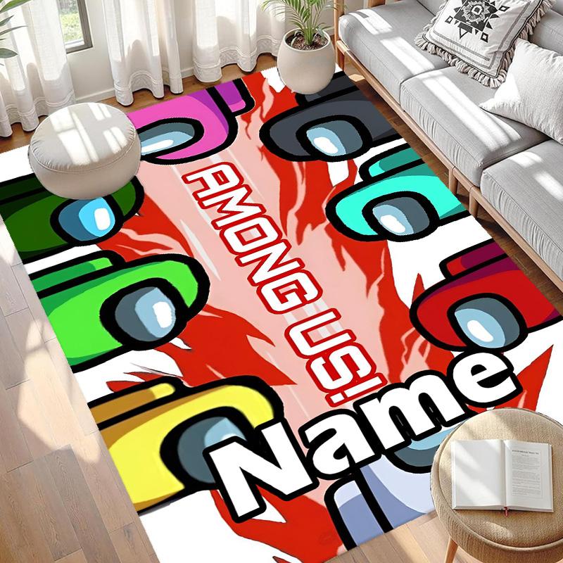 Custom Name Personalized Among Us Print Carpet, Versatile Home Decor Rug, for Playroom, Apartment, Balcony, Entryway, Hallway Gift