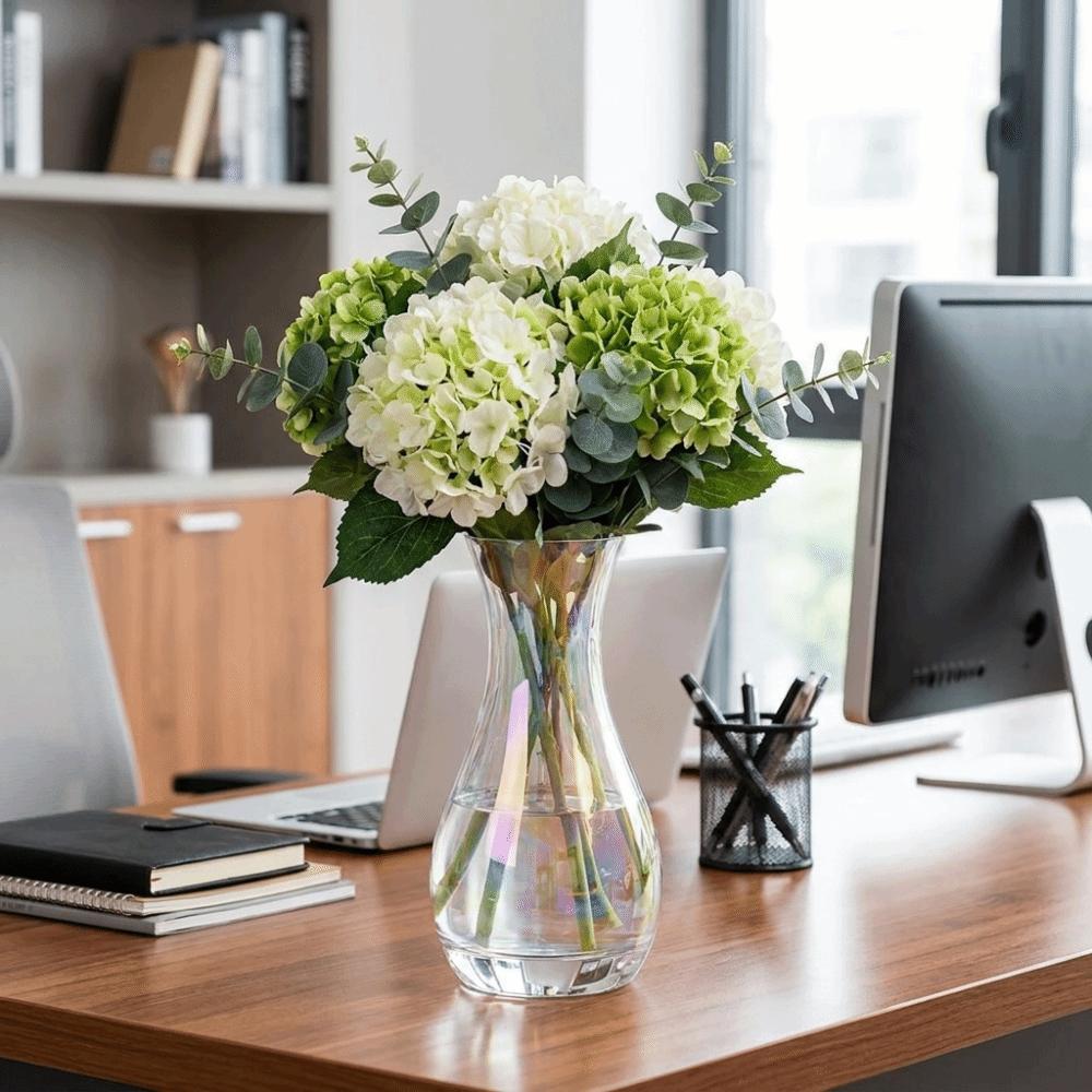 Slanted Mouth Transparent Glass Vase Water Droplet Shape Bud Vase Hydroponic Flower Vase Wedding