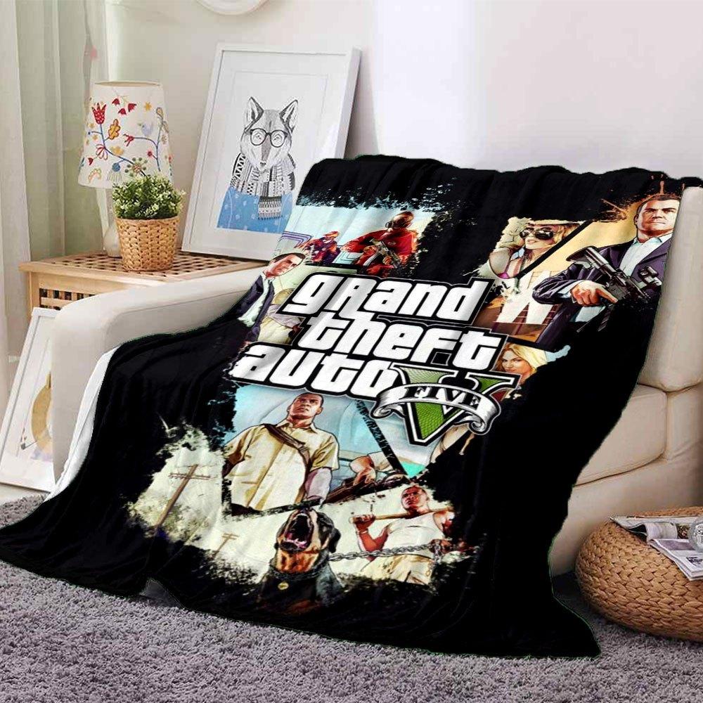 1ks Měkká flanelová deka Grand Theft Auto s designovým potiskem Útulná deka pro všechna roční období, ideální na pohovku, postel, do kanceláře