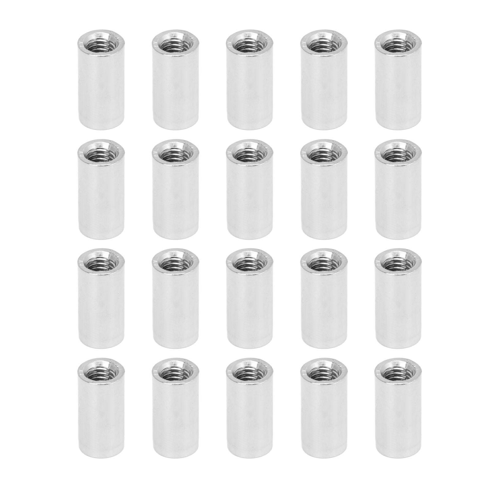 20 Pièces Écrous de Connexion M5x0.8-8-L15mm, Acier Inoxydable 304 Filetage Femelle Écrou d'Accouplement Rond Écrou de Tige Ensemble d'Écrous de Connexion