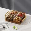 2/4/6 Grid Acrylic Snack Platter With Lid Fruit Plate Partition Platter Living Room New Year Dried Fruit Tray Candy Storage Box
