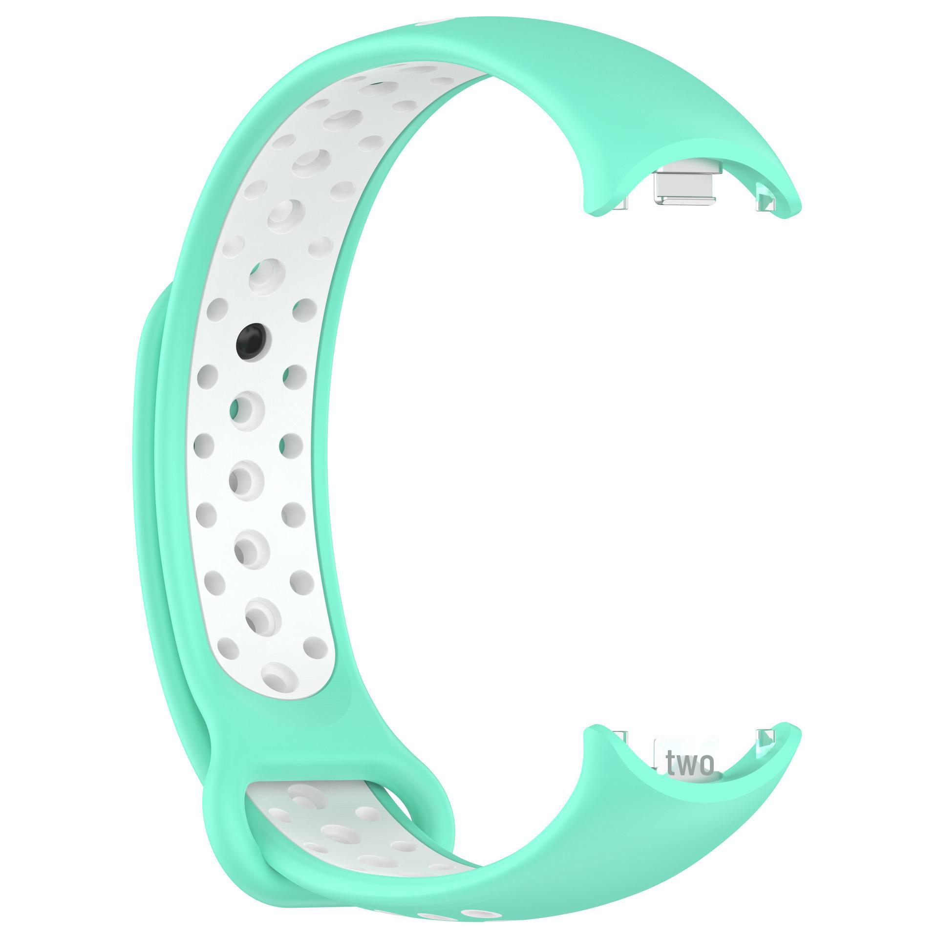 

Двоколірний дихаючий спортивний ремінь для Xiaomi Mi Band 8/9 - швидкознімний браслет білий/чирковий