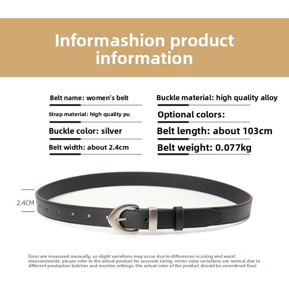 Womens PU Leather Belt Casual Pin Buckle Decorative Strap for Versatile Dresses
