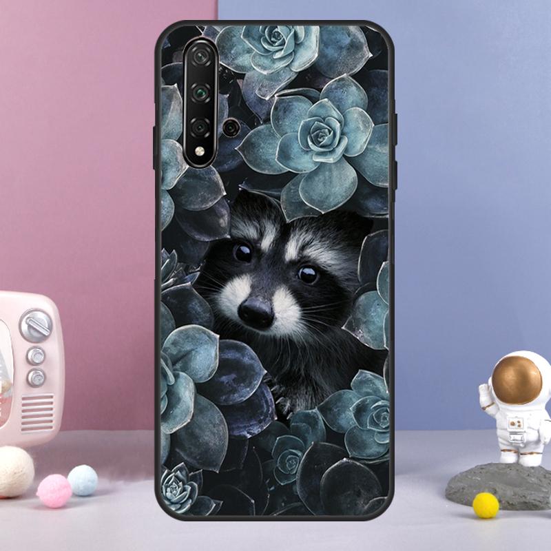 Cartoon Raccoon Kawaii For Huawei Nova Y60 Y61 Y70 Y72 Y73 Y90 Y91 9 10 SE 7i 8i 11i 12i P30 P40 Lite P60 Pro Case
