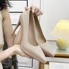 Women's Nude High Heels with Red Sole – 2026 Style: Elegant Pointed Toe, Thin Heel, Waterproof Platform, Comfortable, Professional Look