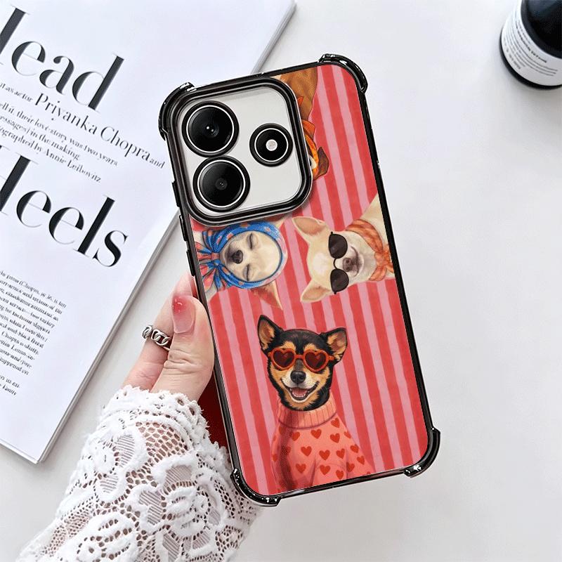 Chihuahua Puppy Teacup Dog Plating Phone Case For Xiaomi Redmi Note 14 15 Pro Plus 13 12 11 11S 11T 10 9S 9 5G Anti-Fall Airabag