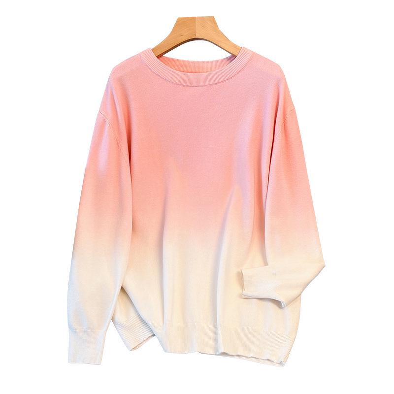 Plus Size Women's Loose Round Neck Pullover Sweater, Bust 150/160 cm, 200-350 Jin, Style 8077