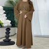 ZANZEA Women Casual Round Neck Solid Color Long Sleeve Loose Muslim Dress