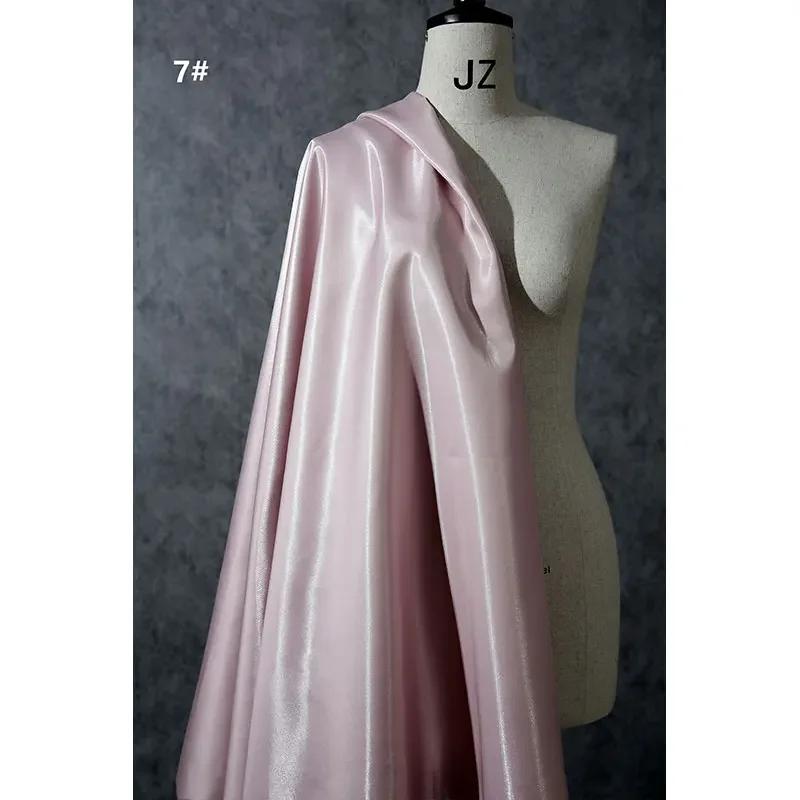 150Cm Wide Luxury Glossy Metallic Liquid Satin Fabric Galaxy Shiny Cloth Crafts for Fashion Designer Show Dress Comfort Material