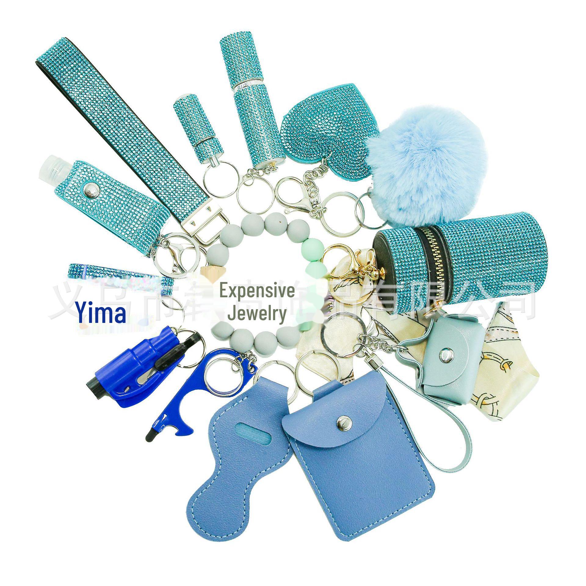 

Набір портативних брелоків з діамантами з 15 предметів – стильна колекція аксесуарів небо синє кольору