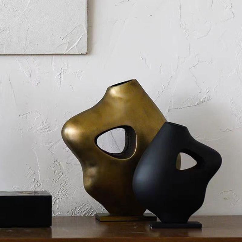 Irregular Abstract Vase Hollowed-out Stone Statue Ornaments Flower Vase Flower Arrangement Accessories Home Decoration