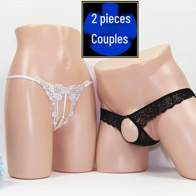 Flirty Couples Underwear - Matching Fun & Playful Designs with Open Crotch Feature.
