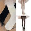 Japanese Fishnet Mesh Thigh High Stockings for Women Girl Flower Pattern Ruffle Lace Trim Frilly Over Knee Long Socks