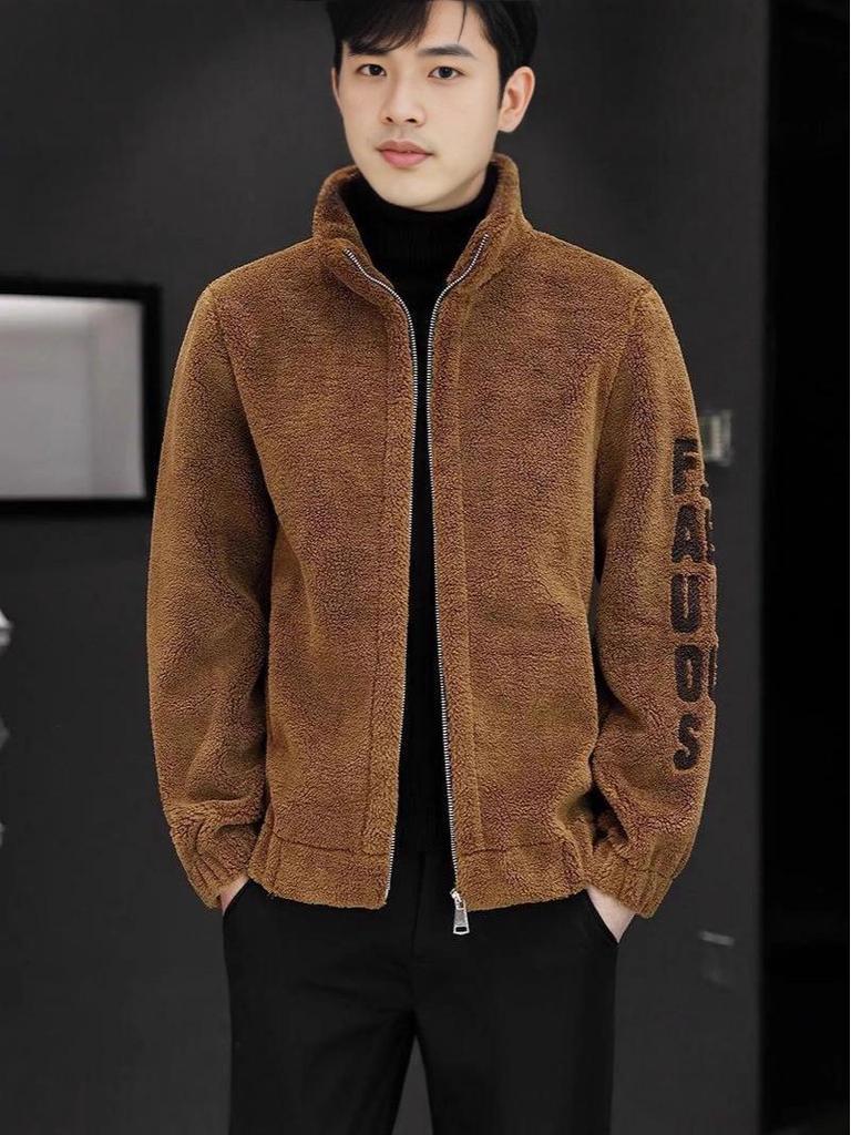 Men's Lambswool Lapel Short Leather Jacket - 300g, Thickened, Autumn/Winter, Plus Size, Trendy.