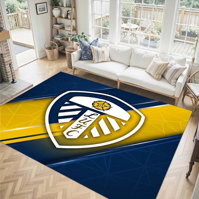 Leeds United Design Kristall Samt Teppich Gemütlich Nicht?Rutschfester Teppich mit Aufdruck für Schlafzimmer Wohnzimmer Eingang