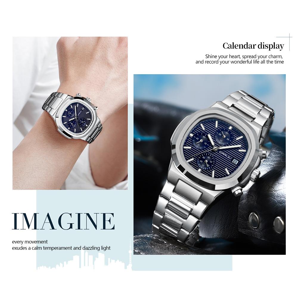 Herrenuhren, luxuriöse, sportliche Chronographen-Armbanduhren für Herren, Quarz-Edelstahlband, Uhr mit Leuchtzeigern
