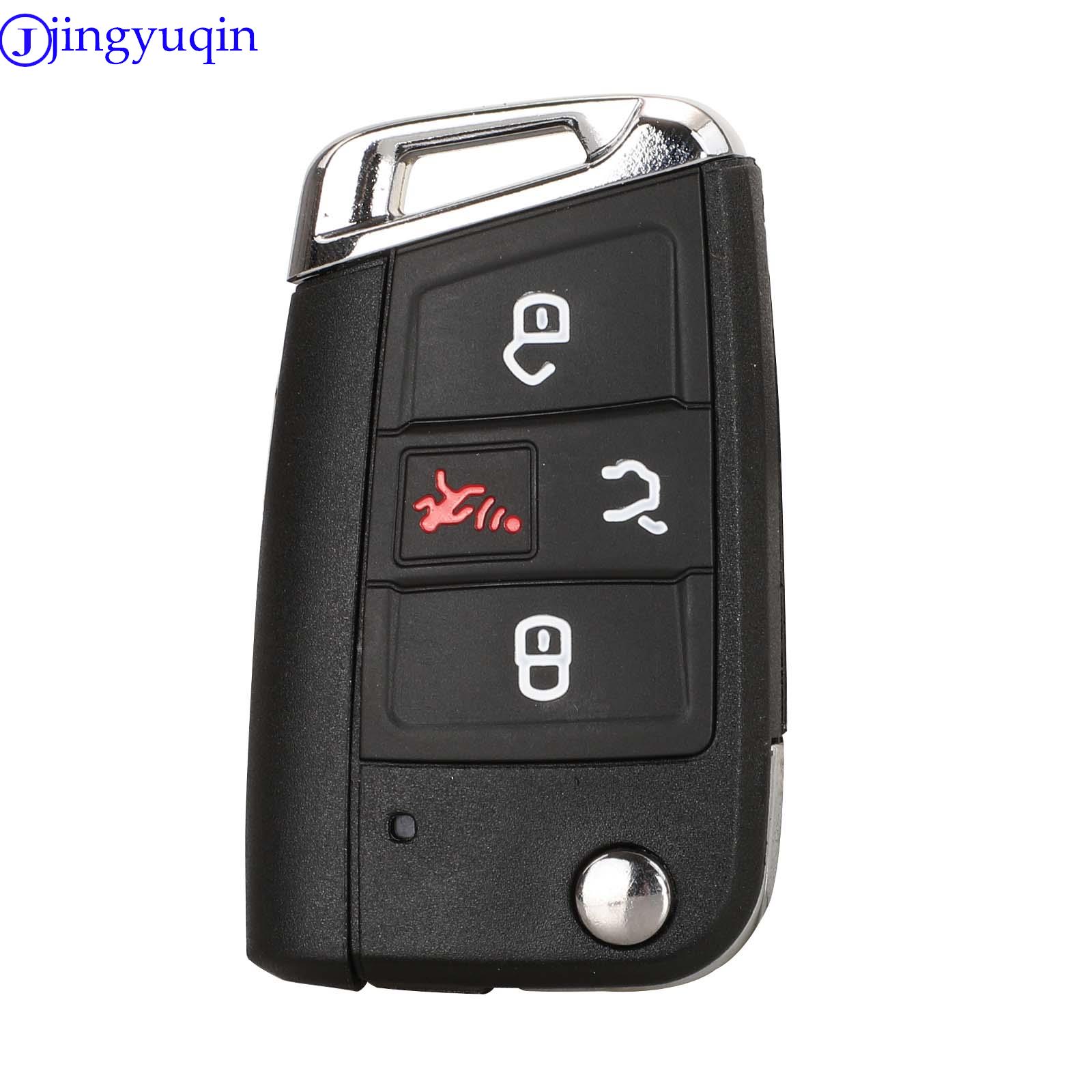 

jingyuqin 4 Buttons Flid Folding Car Key Fob Shell For VW Polo 2016 2017 Golf 7 MK7 For Skoda Octavia Combi A7 Case Blank ua синього кольору