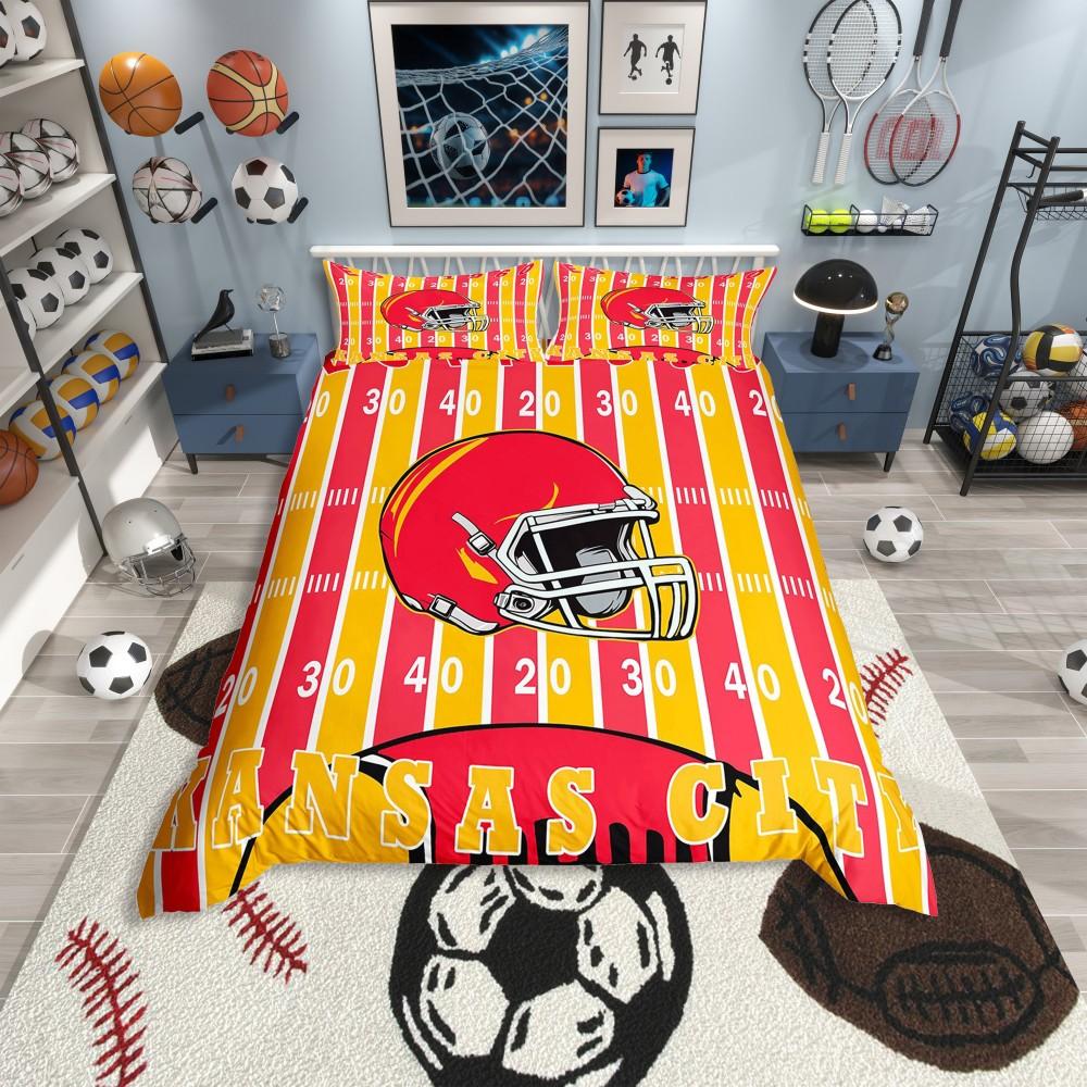 

Homewish Eat Sleep Hockey Duvet Cover Set,Modern American Sports City Bedding Set,Teens Boys Kids Reversible Bed Set DE XS 100x135cm 2pcs&set