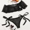 Sexy Lace Lingerie Set, One-shoulder Strapless with Lace-up Triangle Pants, See-through Romantic Lingerie Wholesale Supply 08