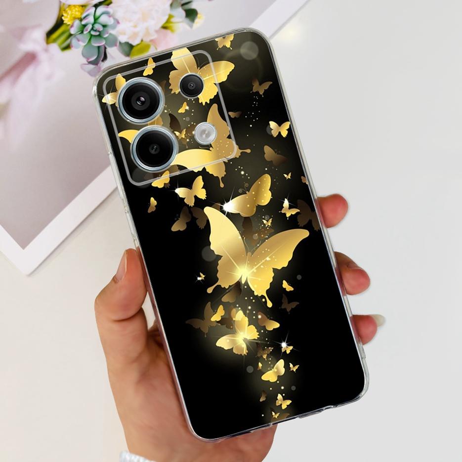 For Xiaomi Poco X6 Pro 5G Case Cute Cat Butterfly Painted Cover Soft Silicone Phone Case For Xiaomi Poco X6 Pro PocoX6 5G Fundas