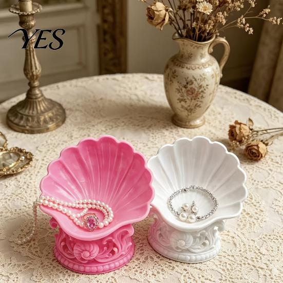 Jewelry Display Dish 3D Printed Shell Tray, Vintage Earrings Necklaces Rings Bracelets Decorative Tray Dish, Keys Trinkets Holder Organizer Bowl Shape
