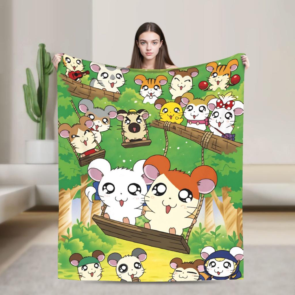 Adventure Story Hamtaro Blanket Super Warm Novelty Plush Bedding Throws For Bedroom Airplane Travel Flannel Bedspread Bed Cover