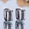 Cute Female Small White Black Round Zircon Stone Hoop Earrings Fashion Silver Color Wedding  For Women