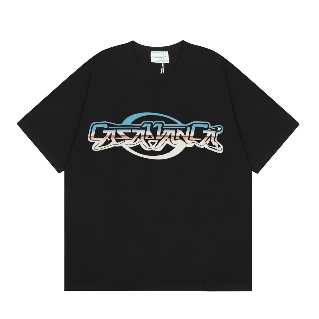 Grenzüberschreitend auf Lager exklusiv Casablanca Doppelgaze reine Baumwolle Unisex T-Shirt Hip-Hop lässig Kurzarm locker Rundhals