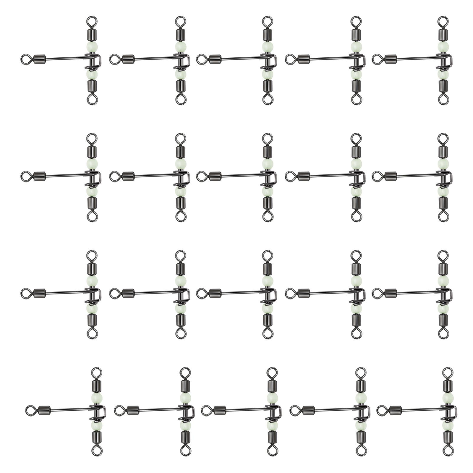 

20 шт. рыболовные вертлюжки крестообразные 3-сторонние вертлюжки со светящейся бусиной для морской и пресноводной рыбалки бочковой вертлюжок 10X12