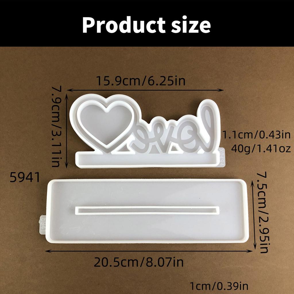 Flexible Heart Shaped Epoxy Resin Mold Set for DIY Photo Frames and Desktop Decorations with Silicone Casting Molds