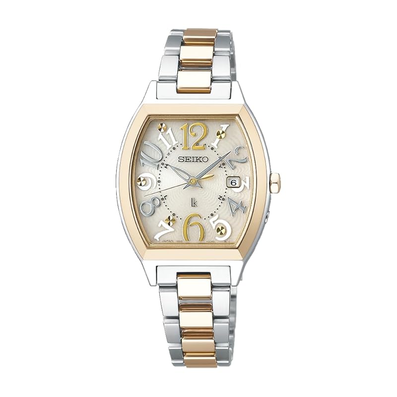 

[Seiko Watch] watch Rukia Standard Collection Tonneau type solar radio wave SSVW216 ladies silver + yellow gold