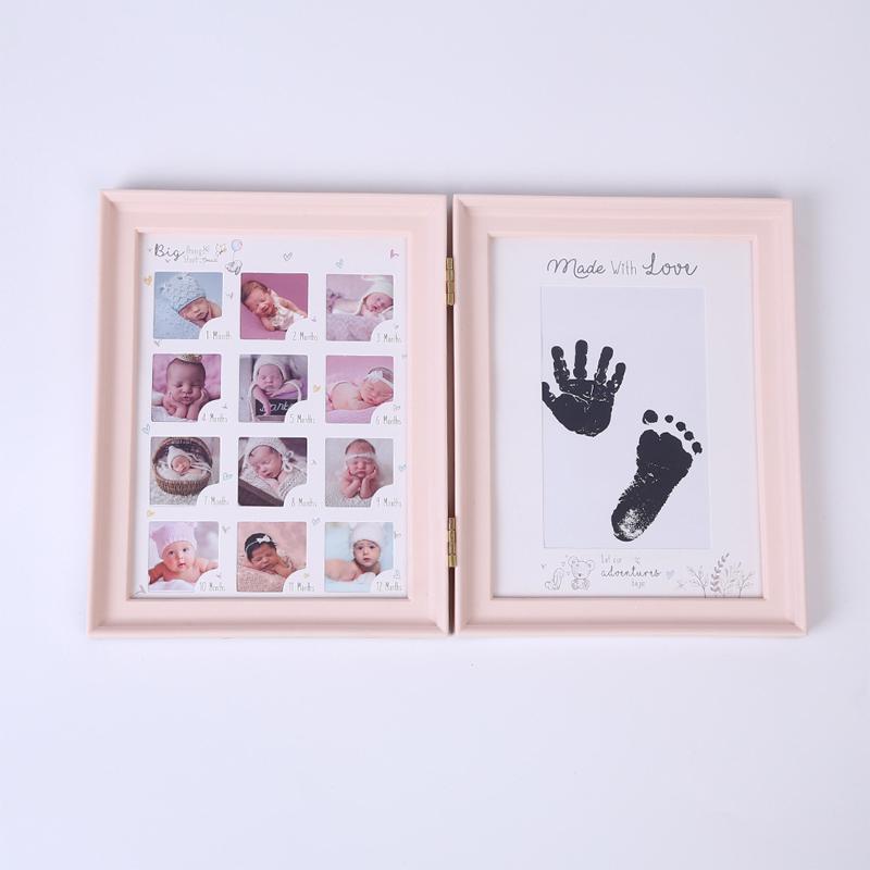 Newborns 12 Months DIY Photo Frame Baby 1 Year Souvenir Handprint Footprint Inkpad Frame Keepsake Hands Casting