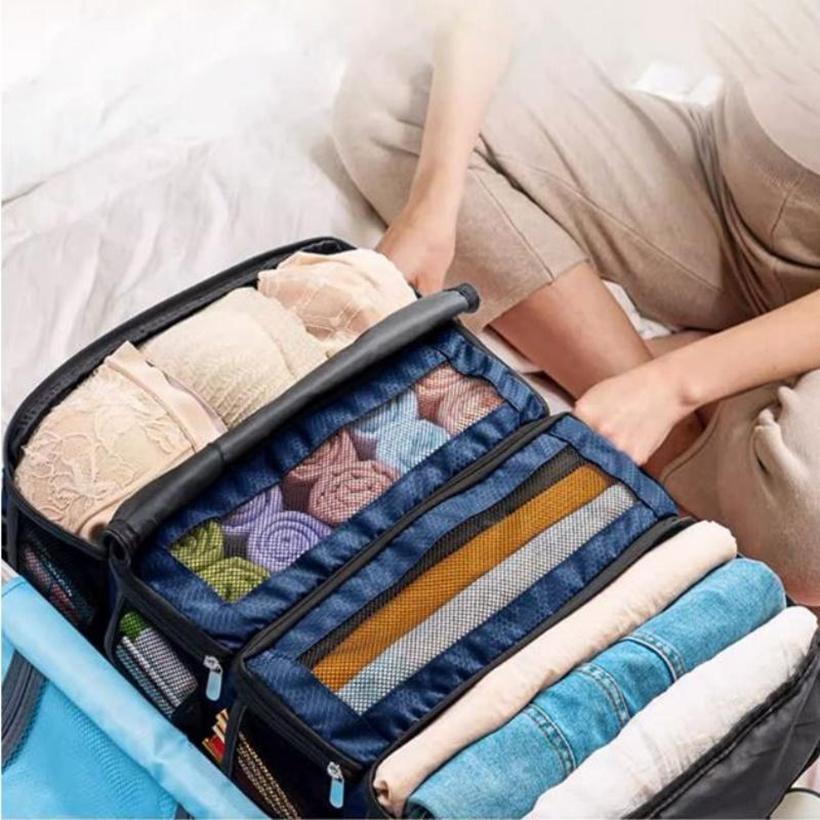 Large Capacity Foldable Travel Storage Bag Multifunctional Nylon Cloth Hanging Organizer Wardrobe Clothes Multi-Layer Bag
