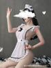 Internet celebrities shoot sex bow backless sexy female transparent seduction maid clothes maid one-piece suit