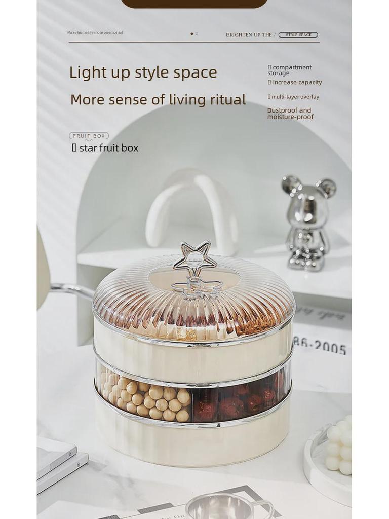 Elegant Multi-layer Fruit and Snack Box with Lid for Living Room