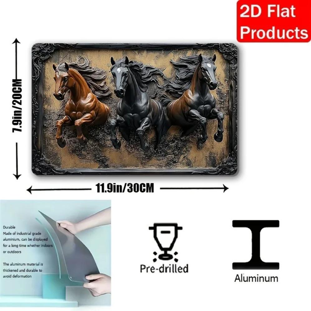 2D quadratisches Aluminium-Wandschild – Druck mit Country-Pferd, perfekte Hängeplakette für Wohnzimmer & Heimdekoration