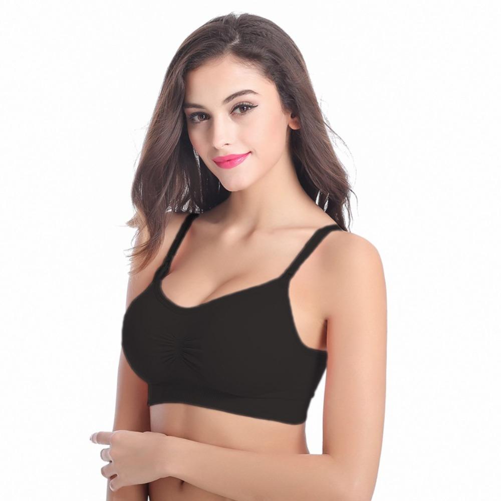 Women's Plus Size Maternity Nursing Bra, Front Open Wireless Push Up Seamless Breastfeeding Lingerie