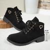 Fashion Autumn Zipper Women's Boots 2025 New Casual Lace Up Shoes Ladies Round Toe Ankle Boots Women Retro Square Heel Botines Mujer